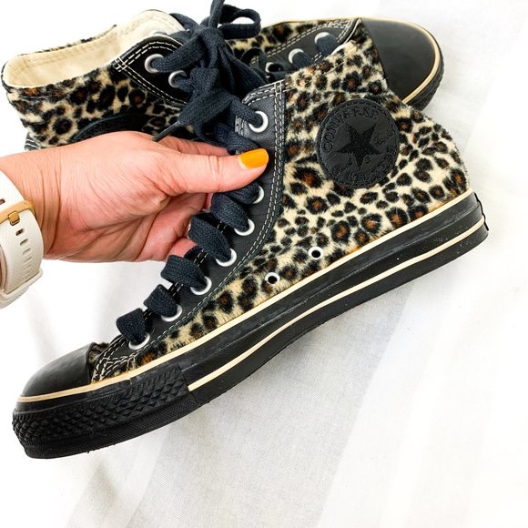 Fuzzy Leopard Print Black Sole 